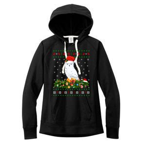 Snowy Owl Bird Lover Xmas Santa Hat Ugly Snowy Owl Christmas Cute Gift Women's Fleece Hoodie