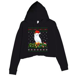 Snowy Owl Bird Lover Xmas Santa Hat Ugly Snowy Owl Christmas Cute Gift Crop Fleece Hoodie