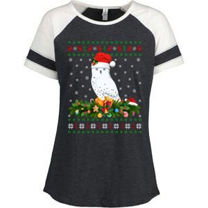 Snowy Owl Bird Lover Xmas Santa Hat Ugly Snowy Owl Christmas Cute Gift Enza Ladies Jersey Colorblock Tee