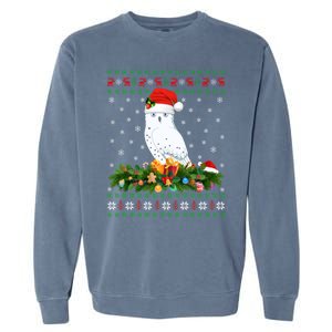 Snowy Owl Bird Lover Xmas Santa Hat Ugly Snowy Owl Christmas Cute Gift Garment-Dyed Sweatshirt