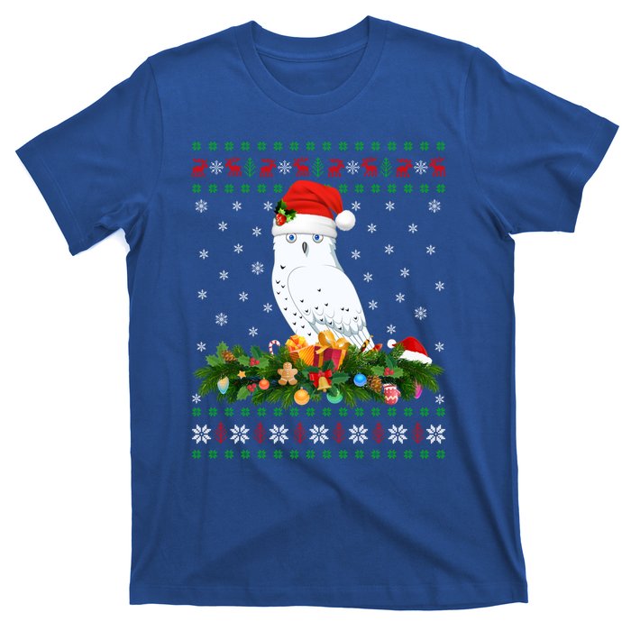 Snowy Owl Bird Lover Xmas Santa Hat Ugly Snowy Owl Christmas Cute Gift T-Shirt