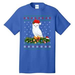 Snowy Owl Bird Lover Xmas Santa Hat Ugly Snowy Owl Christmas Cute Gift Tall T-Shirt