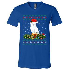 Snowy Owl Bird Lover Xmas Santa Hat Ugly Snowy Owl Christmas Cute Gift V-Neck T-Shirt