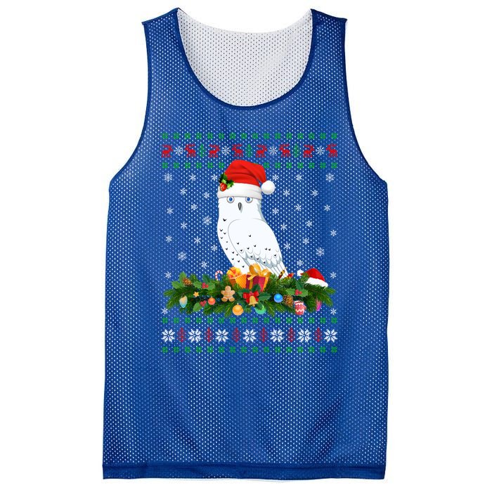 Snowy Owl Bird Lover Xmas Santa Hat Ugly Snowy Owl Christmas Cute Gift Mesh Reversible Basketball Jersey Tank