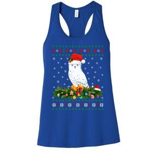 Snowy Owl Bird Lover Xmas Santa Hat Ugly Snowy Owl Christmas Cute Gift Women's Racerback Tank