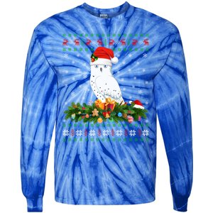 Snowy Owl Bird Lover Xmas Santa Hat Ugly Snowy Owl Christmas Cute Gift Tie-Dye Long Sleeve Shirt