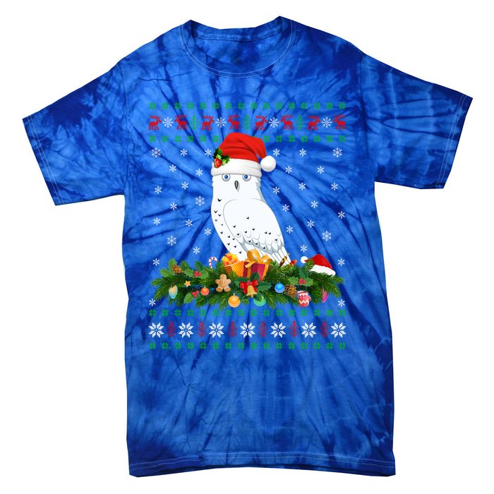 Snowy Owl Bird Lover Xmas Santa Hat Ugly Snowy Owl Christmas Cute Gift Tie-Dye T-Shirt