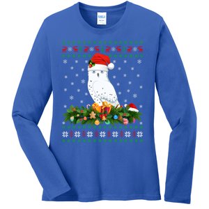 Snowy Owl Bird Lover Xmas Santa Hat Ugly Snowy Owl Christmas Cute Gift Ladies Long Sleeve Shirt