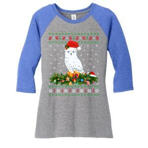 Snowy Owl Bird Lover Xmas Santa Hat Ugly Snowy Owl Christmas Cute Gift Women's Tri-Blend 3/4-Sleeve Raglan Shirt