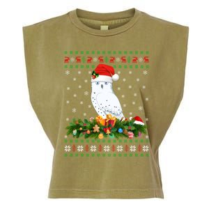 Snowy Owl Bird Lover Xmas Santa Hat Ugly Snowy Owl Christmas Cute Gift Garment-Dyed Women's Muscle Tee