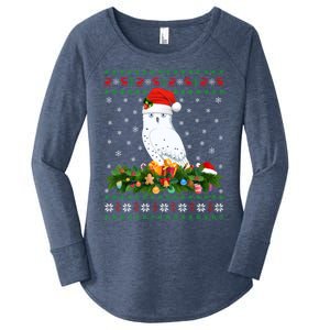 Snowy Owl Bird Lover Xmas Santa Hat Ugly Snowy Owl Christmas Cute Gift Women's Perfect Tri Tunic Long Sleeve Shirt