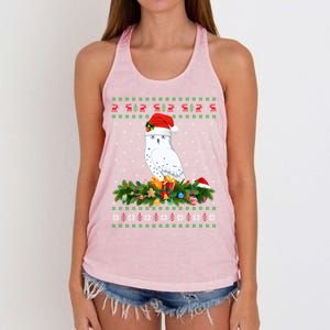 Snowy Owl Bird Lover Xmas Santa Hat Ugly Snowy Owl Christmas Cute Gift Women's Knotted Racerback Tank