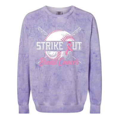 Strike Out Breast Cancer Baseball Breast Cancer Awareness Colorblast Crewneck Sweatshirt