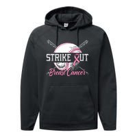 Strike Out Breast Cancer Baseball Breast Cancer Awareness Performance Fleece Hoodie