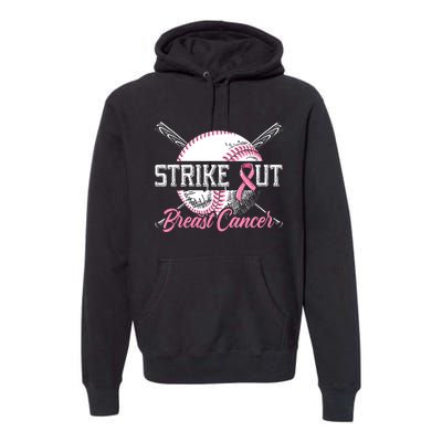 Strike Out Breast Cancer Baseball Breast Cancer Awareness Premium Hoodie