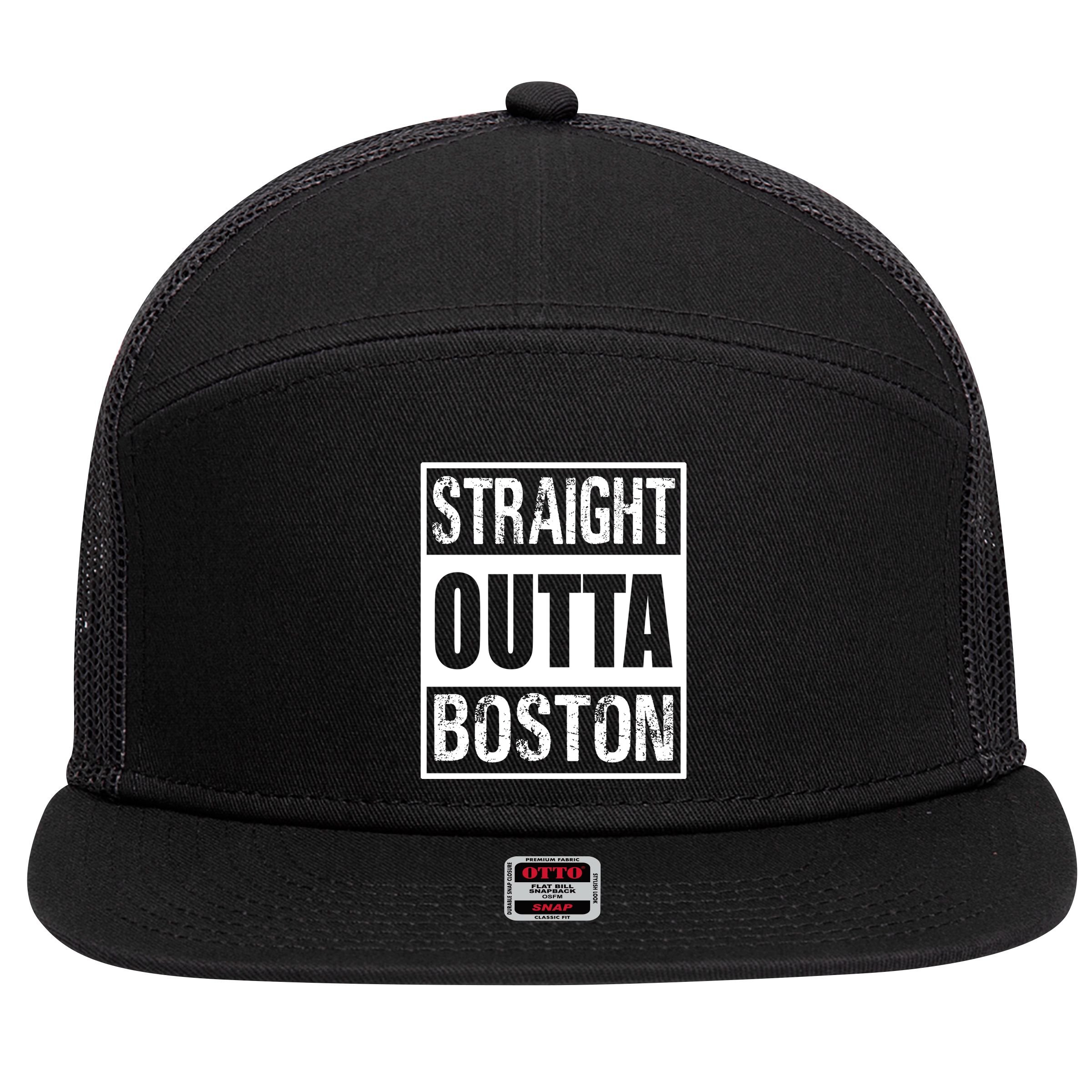 Straight Outta Boston Boston Strong 7 Panel Mesh Trucker Snapback Hat