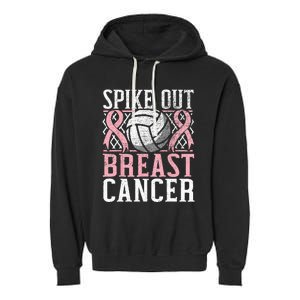 Spike Out Breast Cancer Volleyball Breast Cancer Awareness Garment-Dyed Fleece Hoodie