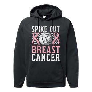 Spike Out Breast Cancer Volleyball Breast Cancer Awareness Performance Fleece Hoodie