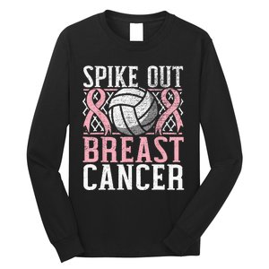 Spike Out Breast Cancer Volleyball Breast Cancer Awareness Long Sleeve Shirt