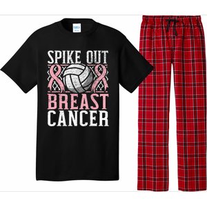 Spike Out Breast Cancer Volleyball Breast Cancer Awareness Pajama Set