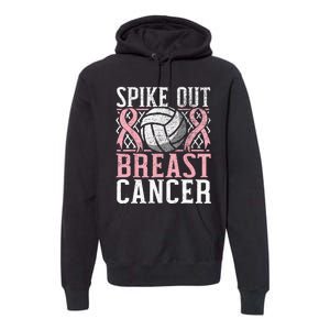 Spike Out Breast Cancer Volleyball Breast Cancer Awareness Premium Hoodie