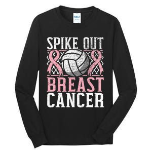 Spike Out Breast Cancer Volleyball Breast Cancer Awareness Tall Long Sleeve T-Shirt