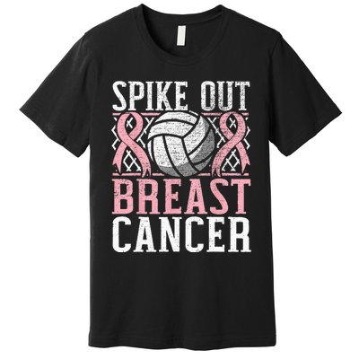 Spike Out Breast Cancer Volleyball Breast Cancer Awareness Premium T-Shirt