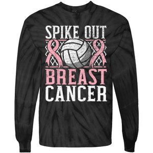 Spike Out Breast Cancer Volleyball Breast Cancer Awareness Tie-Dye Long Sleeve Shirt