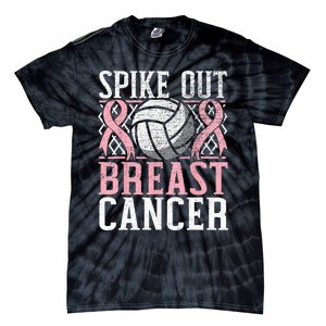 Spike Out Breast Cancer Volleyball Breast Cancer Awareness Tie-Dye T-Shirt