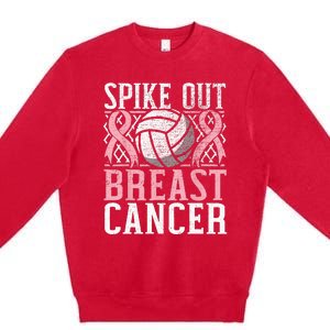 Spike Out Breast Cancer Volleyball Breast Cancer Awareness Premium Crewneck Sweatshirt