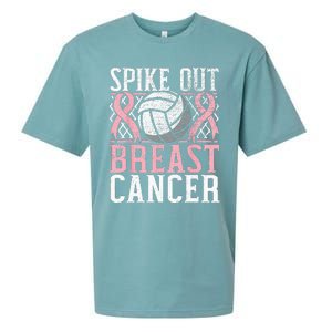 Spike Out Breast Cancer Volleyball Breast Cancer Awareness Sueded Cloud Jersey T-Shirt