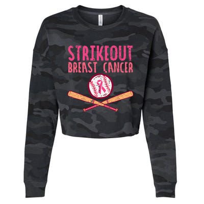 Strike Out Breast Cancer Baseball Fight Awareness Cropped Pullover Crew