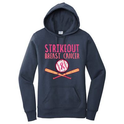 Strike Out Breast Cancer Baseball Fight Awareness Women's Pullover Hoodie