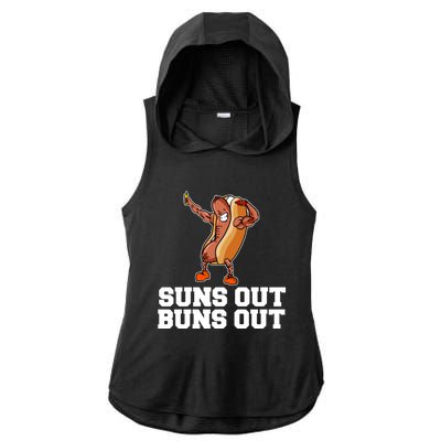 Suns Out Buns Out Funny Hot Dog Cartoon Meaningful Gift Ladies PosiCharge Tri-Blend Wicking Draft Hoodie Tank