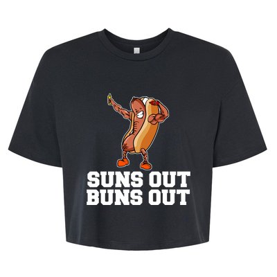 Suns Out Buns Out Funny Hot Dog Cartoon Meaningful Gift Bella+Canvas Jersey Crop Tee