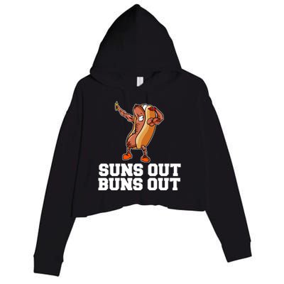 Suns Out Buns Out Funny Hot Dog Cartoon Meaningful Gift Crop Fleece Hoodie