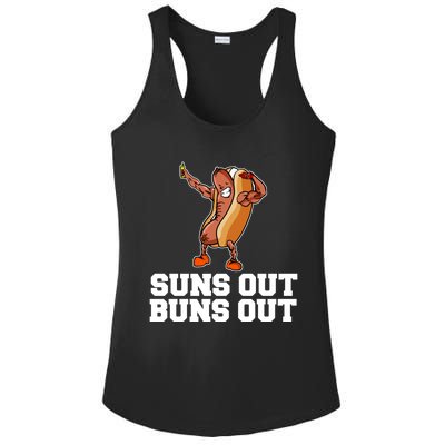 Suns Out Buns Out Funny Hot Dog Cartoon Meaningful Gift Ladies PosiCharge Competitor Racerback Tank