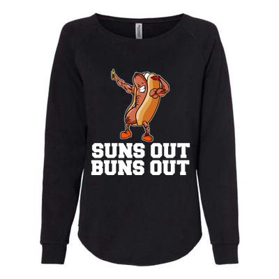 Suns Out Buns Out Funny Hot Dog Cartoon Meaningful Gift Womens California Wash Sweatshirt