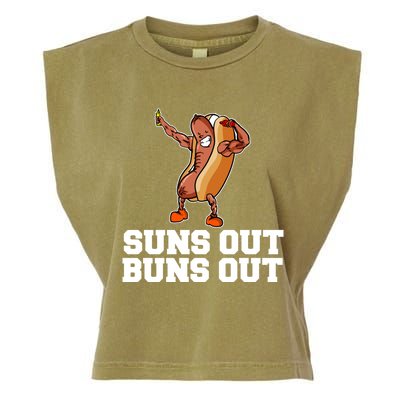 Suns Out Buns Out Funny Hot Dog Cartoon Meaningful Gift Garment-Dyed Women's Muscle Tee