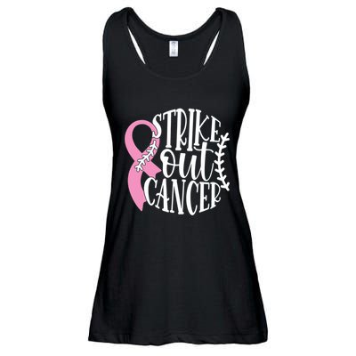 Strike Out Breast Cancer Baseball Fight Awareness Ladies Essential Flowy Tank