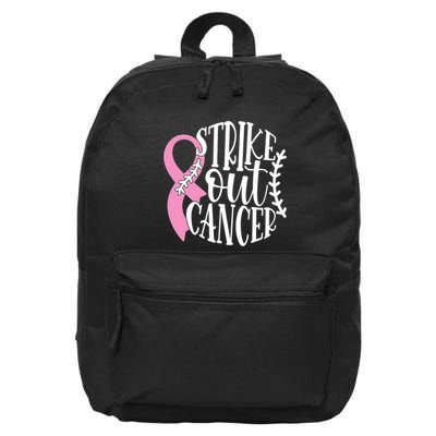 Strike Out Breast Cancer Baseball Fight Awareness 16 in Basic Backpack