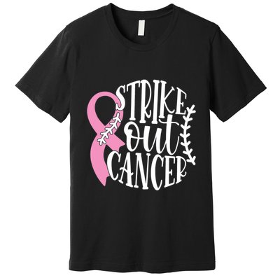 Strike Out Breast Cancer Baseball Fight Awareness Premium T-Shirt