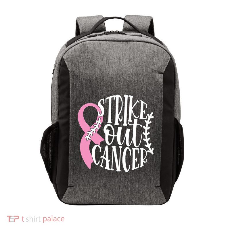 Strike Out Breast Cancer Baseball Fight Awareness Vector Backpack