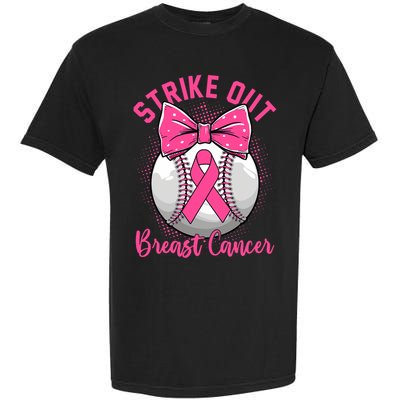 Strike Out Breast Cancer Awareness Day Ribbon Baseball Garment-Dyed Heavyweight T-Shirt