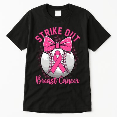 Strike Out Breast Cancer Awareness Day Ribbon Baseball Tall T-Shirt