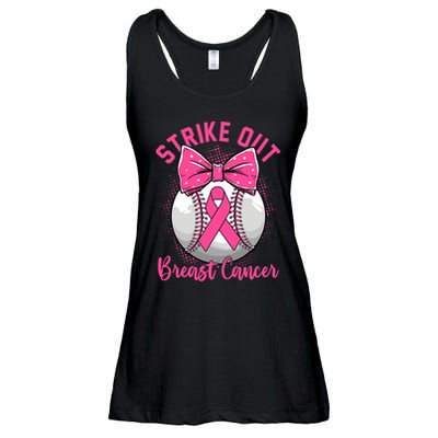 Strike Out Breast Cancer Awareness Day Ribbon Baseball Ladies Essential Flowy Tank