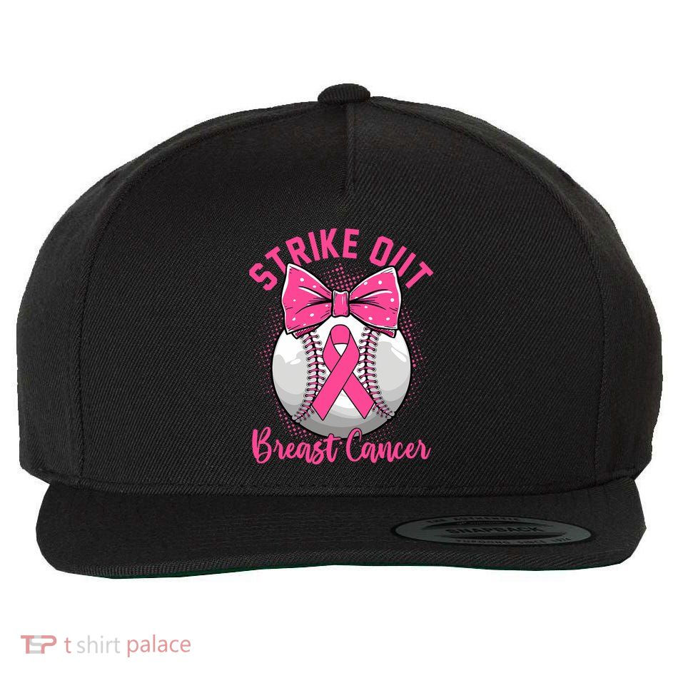 Strike Out Breast Cancer Awareness Day Ribbon Baseball Wool Snapback Cap