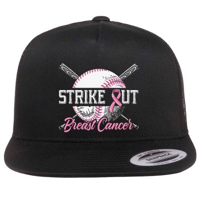 Strike Out Breast Cancer Awareness Baseball Pink Ribbon Flatbill Hat