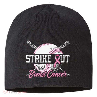 Strike Out Breast Cancer Awareness Baseball Pink Ribbon Sustainable Beanie