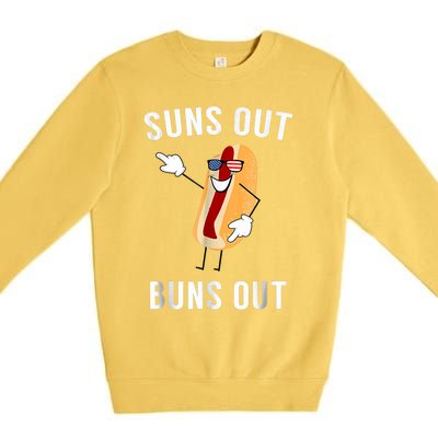 Suns Out Buns Out Funny Hotdog Gift Premium Crewneck Sweatshirt